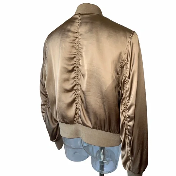 H&M DIVIDED Satin Bomber Jacket Taupe 14 - Picture 4 of 7